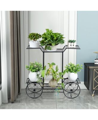 6-Tier Garden Cart Flower Rack Display Decor Pot Plant Holder