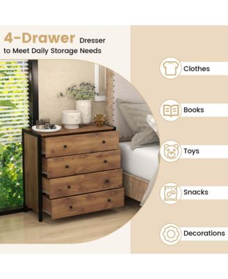 4-Drawer Dresser Modern Chest of Drawers Wooden Storage Dresser