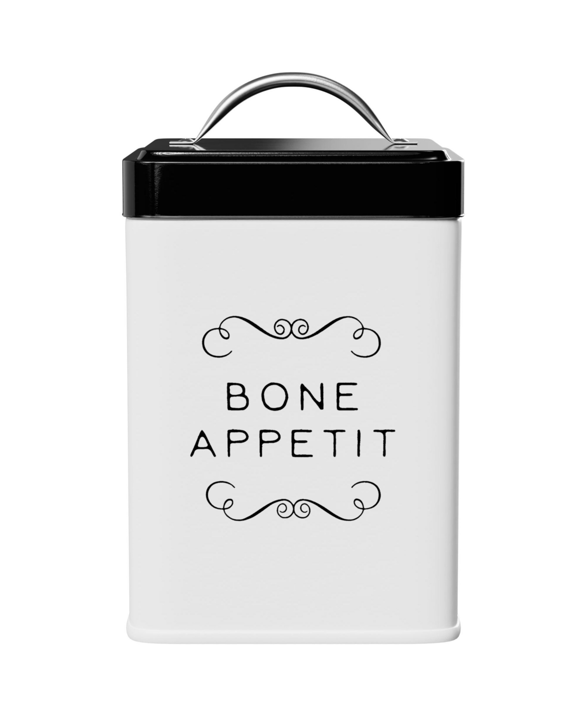 Sparky Metal Storage Treats Canister, 36 oz., White & Black - Good Dog - Good Dog