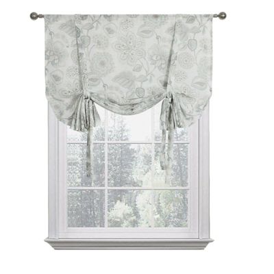 Kate Aurora Shabby Chic Floral Jacobean Sheer Single Tie Up Window Curtain Shade