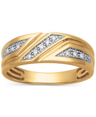 Men's Diamond Three Station Wedding Band (1/10 ct. t.w.) in 14k Gold