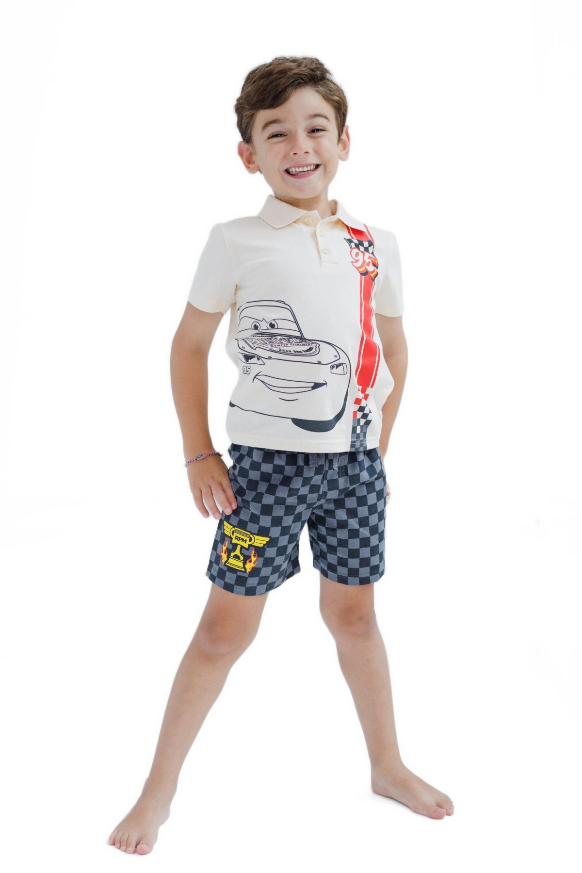 Disney Boys Lion King Mickey Mouse Cars Polo Shirt and Shorts Outfit Set