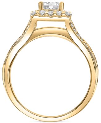 Diamond Princess Halo Triple Row Engagement Ring (1-1/2 ct. t.w.) in 14k Gold