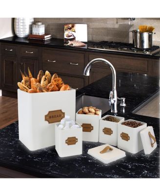 Kitchen Food Storage and Organization 5 Piece Canister Set in White