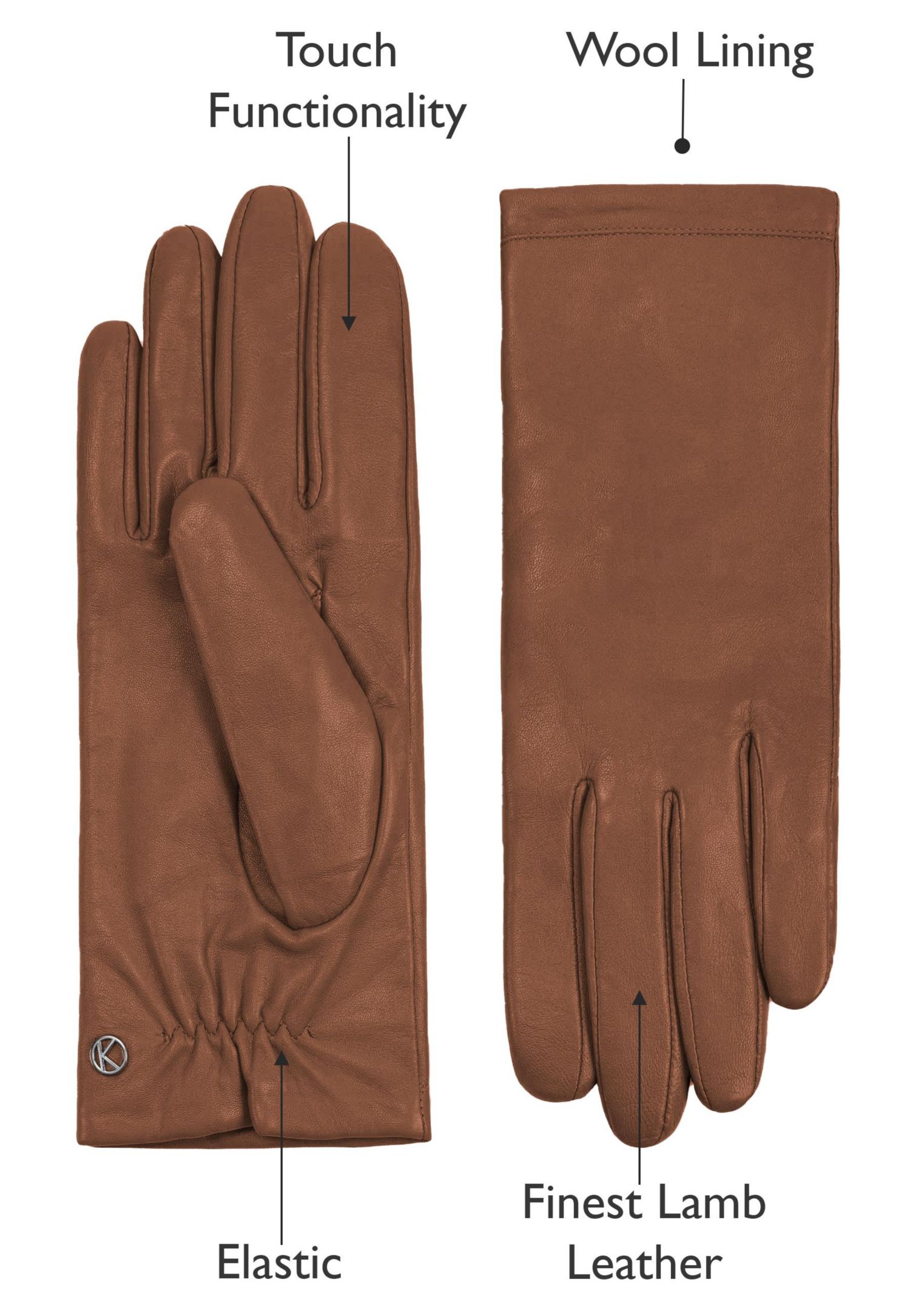 Women`s Premium Lamb Leather Touchscreen Gloves Style Chelsea