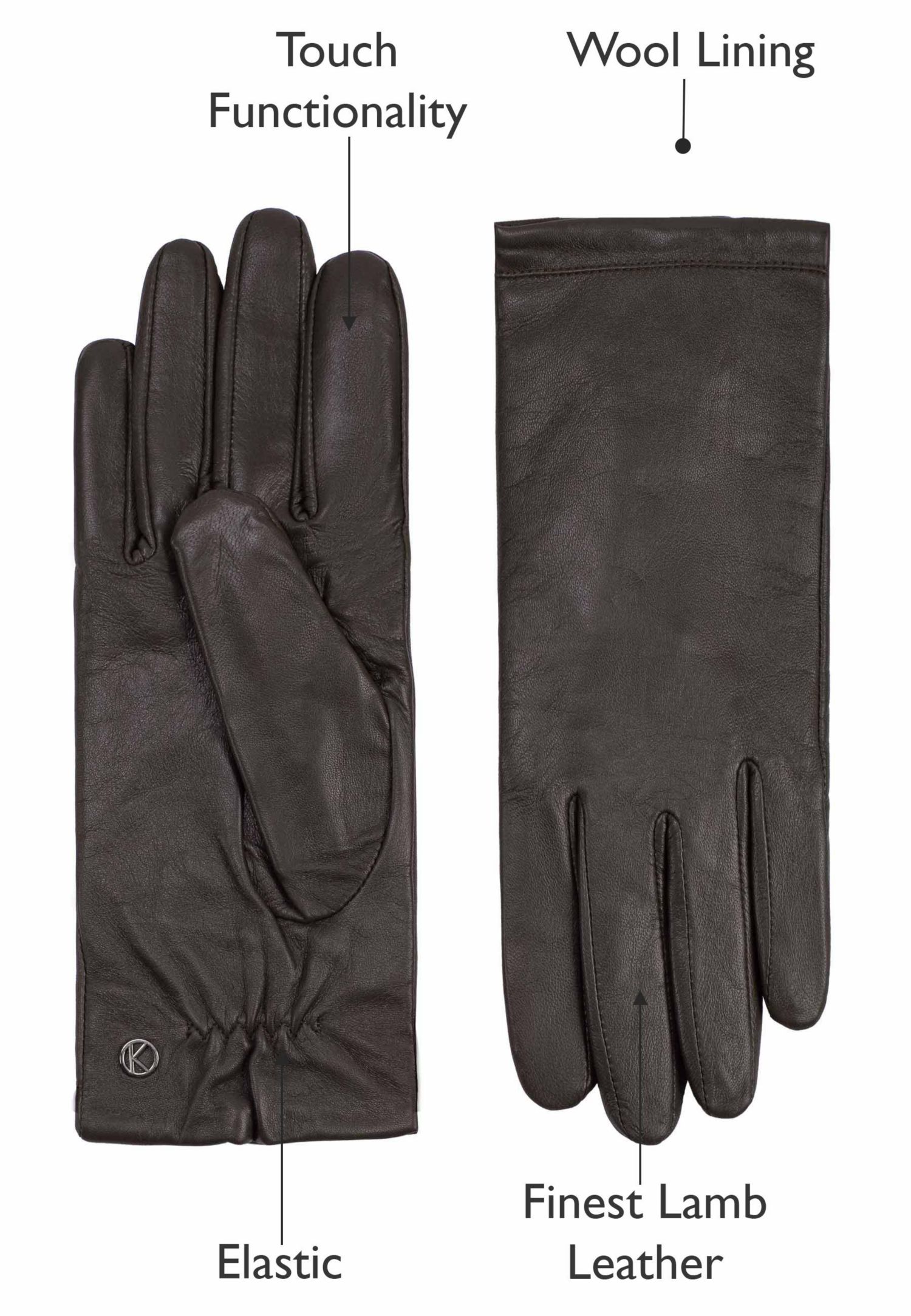 Women`s Premium Lamb Leather Touchscreen Gloves Style Chelsea