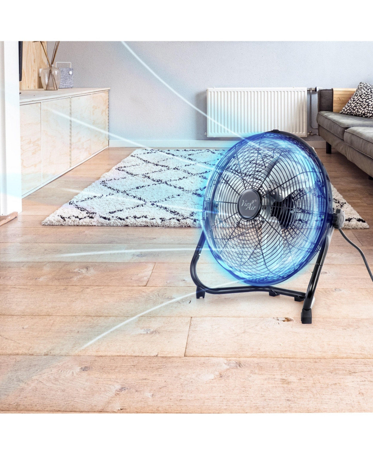 Vie Air Twin Pack Industrial High Velocity Heavy Duty Metal Floor Fan with 3 Speed Settings