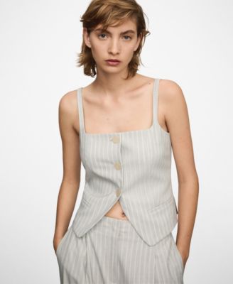 Women's Buttons Detail Stripes Waistcoat