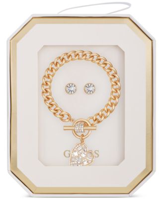 4/o - Finance GUESS Logo Lock Toggle Close Char Bracelet | Buy Now