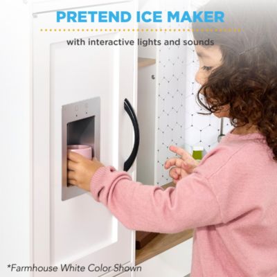 Pretend Play Corner Kitchen, Interactive Wooden Kids Set w/ Lights & Sounds