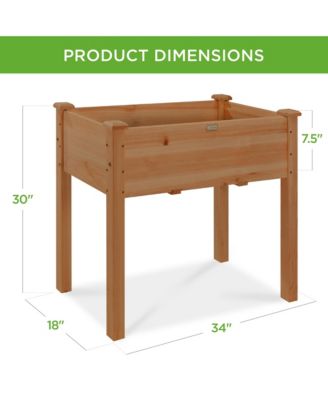 34x18x30in Raised Garden Bed, Elevated Wood Planter Box for Kids, Patio w/ Bed Liner
