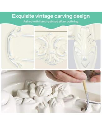 Nightstand, End Table with 2 Drawers, Carved Bedside Tables, Side Table for Bedroom, Living Room, Classic Bedroom Furniture, Night Stand