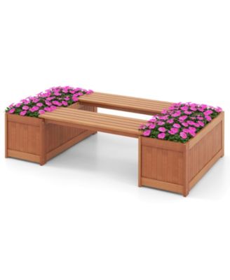 Outdoor Plant Container with Built-In Seat for Garden, Yard, Balcony, or Deck