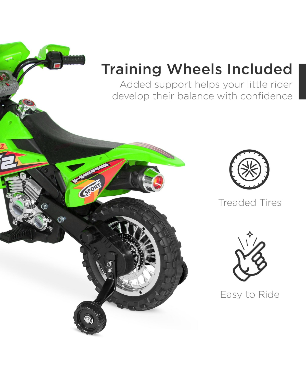 Best Choice Products 6V Kids Electric Battery Powered Ride On Motorcycle w/ Training Wheels, Lights, Music