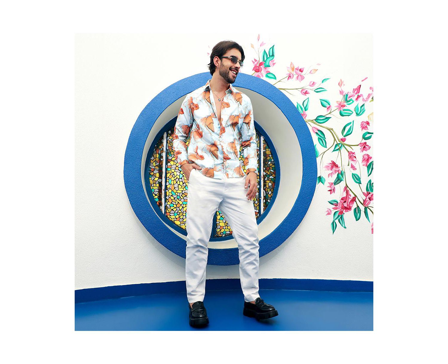 Men's Sienna Brown & Light Blue Marble Shirt