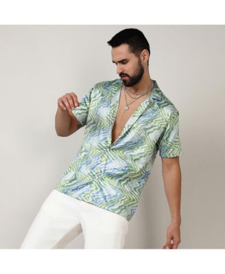 Men's Grass Green & Navy Blue Ripple Shirt
