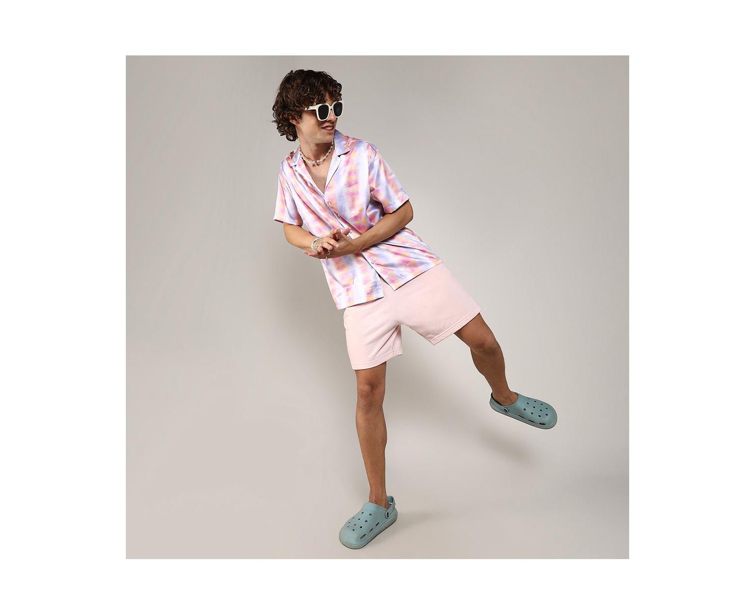 Men's Lavender & Pale Orange Relaxed Ombre Shirt