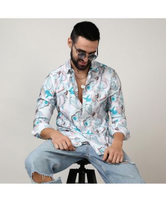 Men's Sky Blue & Ivory White Fluid Fade Shirt