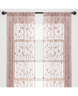 Premium Embroidered Vine Curtains - Sheer Curtains 2 Panels