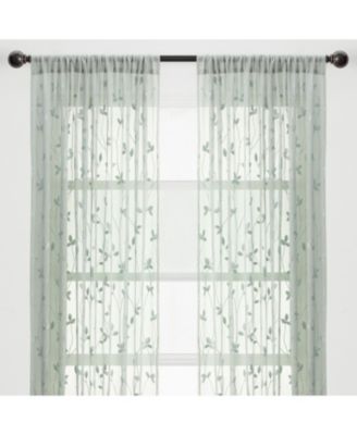 Premium Embroidered Vine Curtains - Sheer Curtains for Living Room, Bedroom, Kitchen - 52" x 108" - White, 2 Panels