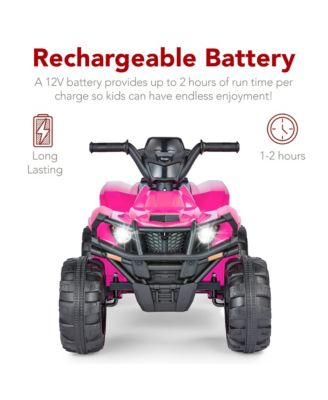 12V Kids Ride-On ATV Quad w/ Bluetooth, 2.4mph Max, Treaded Tires, LED Lights, Radio