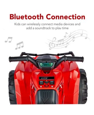 12V Kids Ride-On ATV Quad w/ Bluetooth, 2.4mph Max, Treaded Tires, LED Lights, Radio