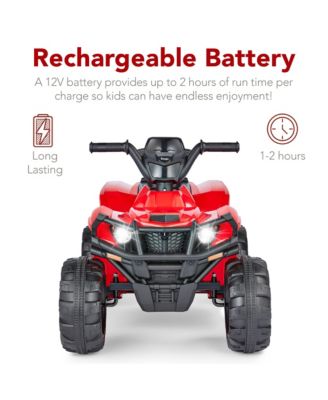 12V Kids Ride-On ATV Quad w/ Bluetooth, 2.4mph Max, Treaded Tires, LED Lights, Radio