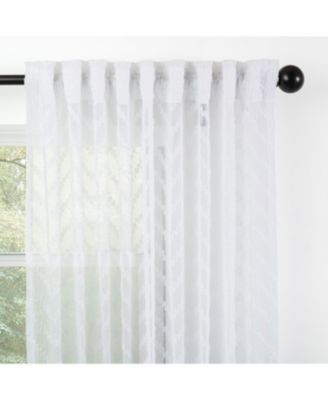 Premium 2-Panel Moroccan Embroidered Design Textured Sheer Curtain Panels - for Windows Living Room Bedroom Kitchen Office - Translucent Window Drapes for Home - 52 x 63 Inches Long - White