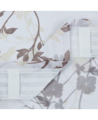 Premium 2-Panel Floral Textured Sheer Curtain Panels - 3-in-1 Back Tab, Rod Pocket, Ring Tab - for Windows Living Room Bedroom- Translucent Window Drapes for Home - 52 x 96 Inches - Brown