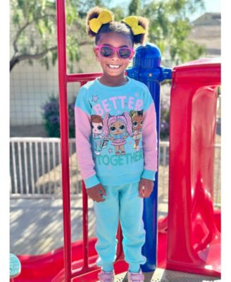 Girls Fleece Sweatshirt and Jogger Pants Outfit Set