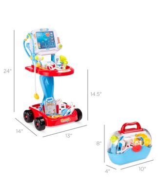 Play Doctor Kit for Kids, Pretend Medical Station Set with Carrying Case, Mobile Cart