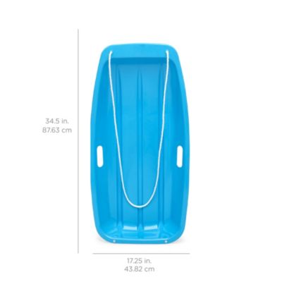 35in Kids Outdoor Plastic Sport Toboggan Winter Snow Sled Board w/ Pull Rope, 2 Handles