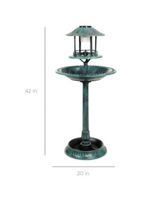 Solar Outdoor Bird Bath Pedestal Fountain Garden Decoration w/ Fillable Planter Base