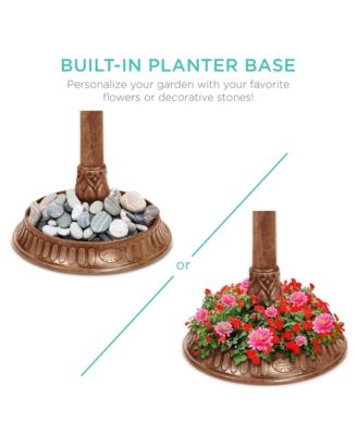 Solar Outdoor Bird Bath Pedestal Fountain Garden Decoration w/ Fillable Planter Base