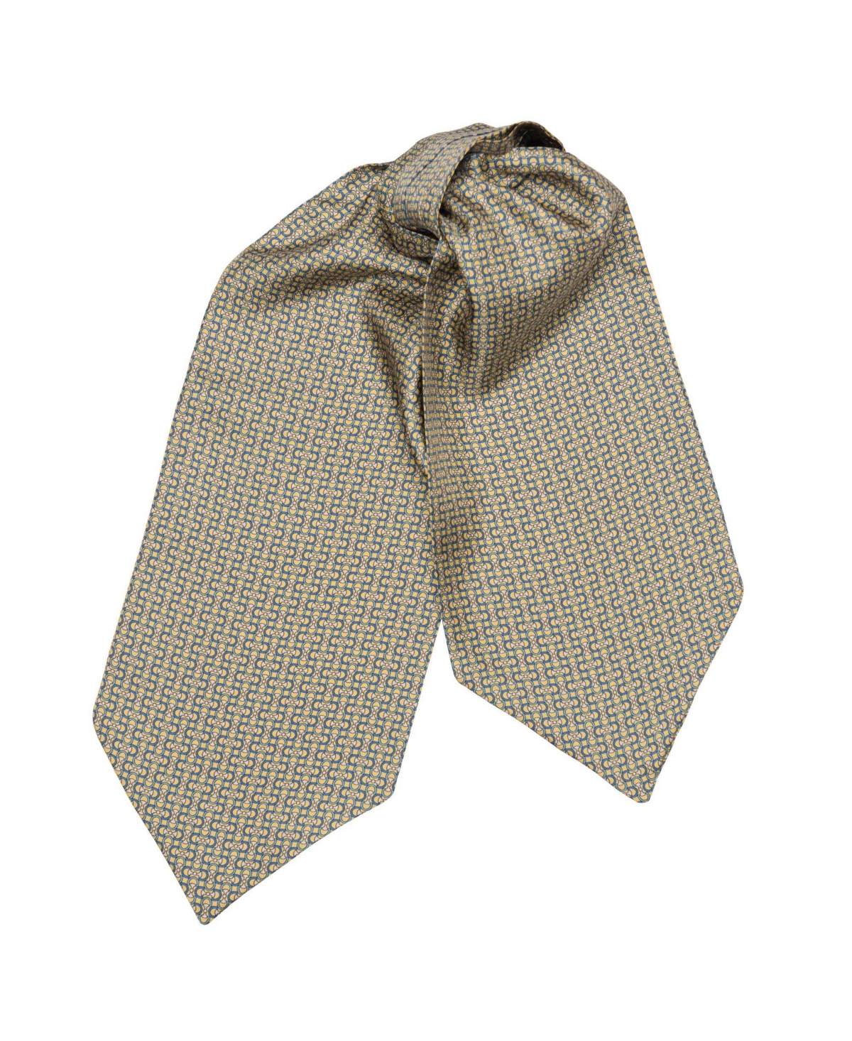 Men's Condotti - Silk Ascot Cravat Tie for Men - Blue and yellow