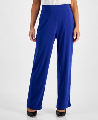 AK Anne Klein - Petite Solid Wide-Leg High-Rise Pants