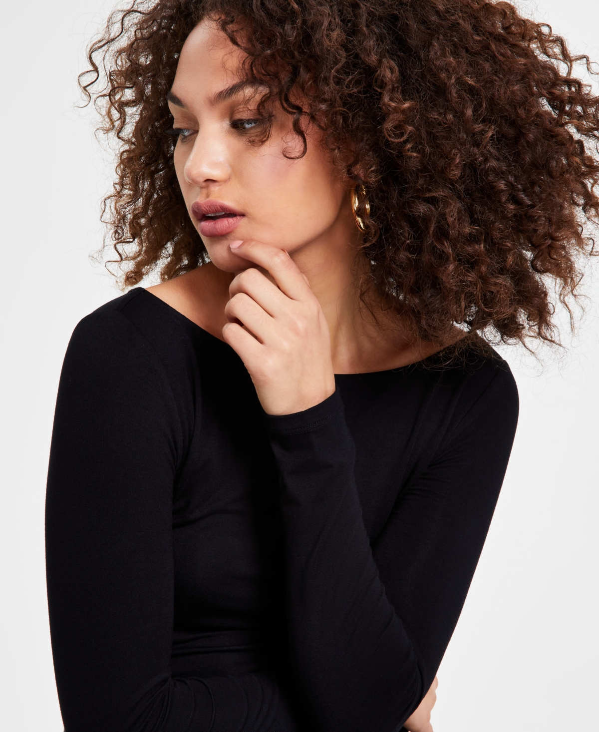 Bar Iii Women's Jersey Long-Sleeve Boat-Neck Bodysuit, Created for Macy's