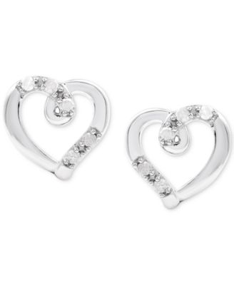 2-Pc. Set Diamond Heart Openwork Pendant Necklace & Matching Stud Earrings (1/6 ct. t.w.) in Sterling Silver