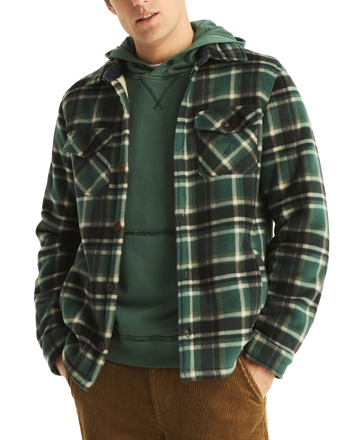 Nautica Men's Classic-Fit Plaid Fleece-Lined Button-Down Shirt