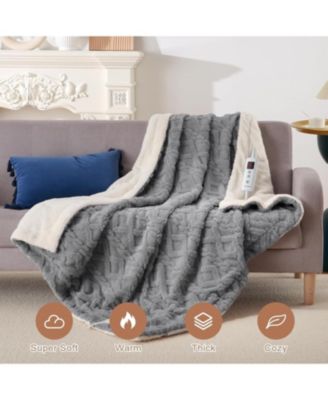 Tufted Sherpa Electric Heated Throw Blanket, Twin