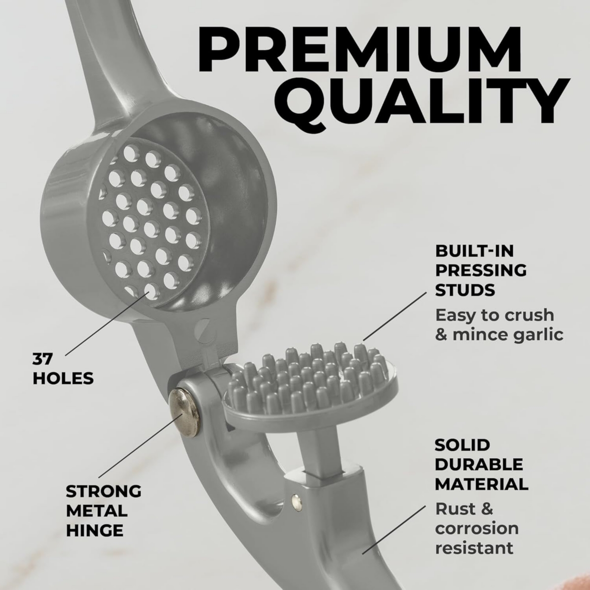 Zulay Kitchen Premium Garlic Press - Durable Garlic Masher with Soft, Easy to Squeeze Handle
