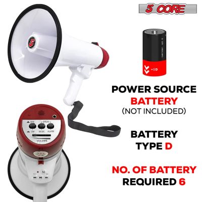 Megaphone 50W Bull Horn PA Speaker w 300M Range Loud Siren Voice Amplifier Portable