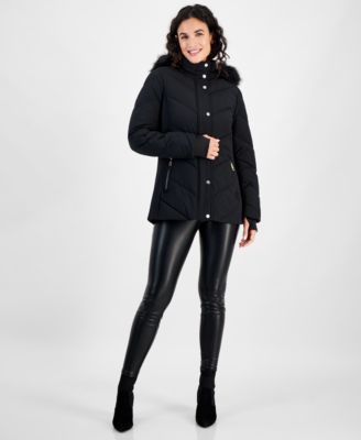 Women's Faux-Fur-Trim Hooded Puffer Coat