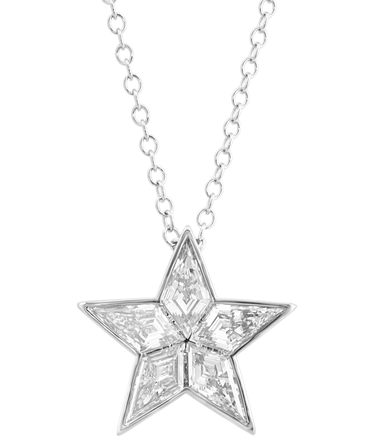 Shop Effy Collection Effy Lab Grown Diamond Fancy-cut Star Pendant Necklace (1 Ct. T.w.) In 14k White Gold, 17" + 2" Exte