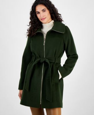 Michael Kors Petite Belted Zip-Front Coat, Created for