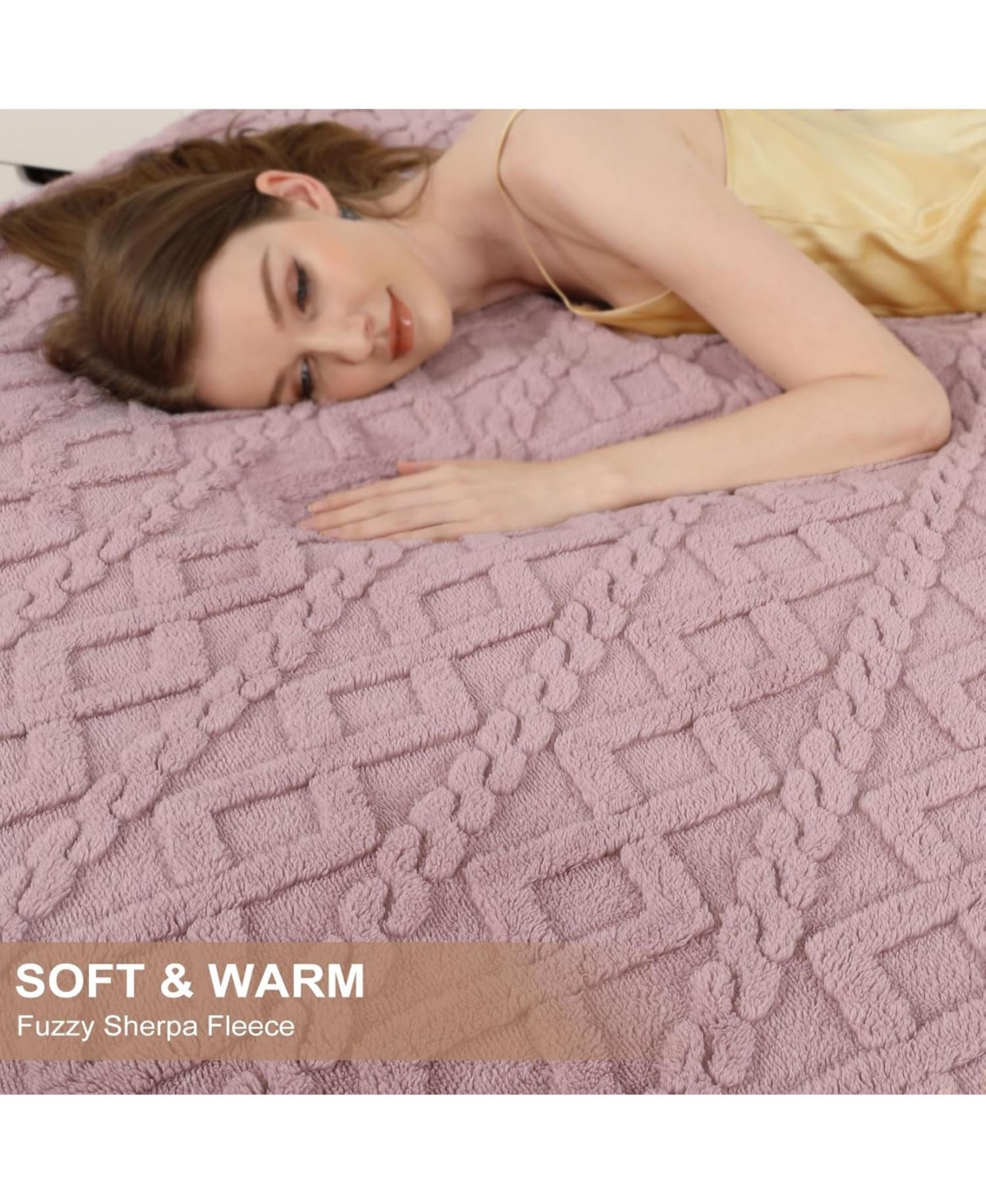 Caromio Full Tufted Sherpa Electric Heated Throw Blanket, 72" x 84"