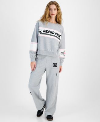 Juniors Crewneck Sweatshirt Cargo Sweatpants