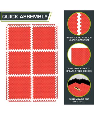 Checkered Puzzle Exercise Mat 1-in, 24 Sq Ft - 6 Tiles