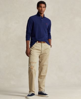 Men's Classic Fit Long Sleeve Mesh Polo