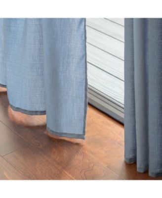 Premium 2-Panel Faux Belgian Flax Textured Semi Sheer Curtains - for Windows Living Room Bedroom Patio - Partial Sheer Drapes for Privacy & Home Decor 52 x 84 Inches Long - Dark Blue